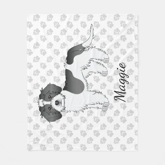 Mini Goldendoodle Dog & Name Fleecedecke (Vorderseite)