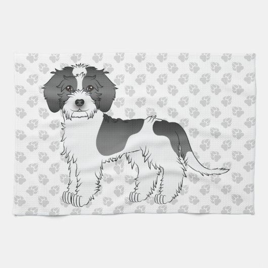 Mini Goldendoodle Dog & Paws Geschirrtuch (Horizontal)
