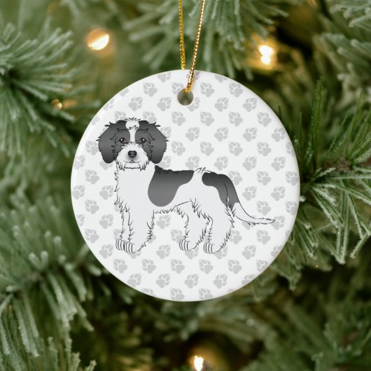 Mini Goldendoodle Dog & Text Keramik Ornament (Baum)