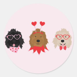 Mini Goldendoodle Dogs Valentinstag Runder Aufkleber