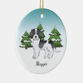 Mini Goldendoodle Winterwald in Schwarzwald Keramik Ornament (Rechts)