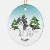 Mini Goldendoodle Winterwald in Schwarzwald Keramik Ornament (Links)