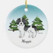 Mini Goldendoodle Winterwald in Schwarzwald Keramik Ornament (Hinten)