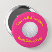 Mini Golf Ball Geburtstagsparty Pink Button (Vorne & Hinten)