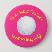 Mini Golf Ball Geburtstagsparty Pink Button (Vorderseite)
