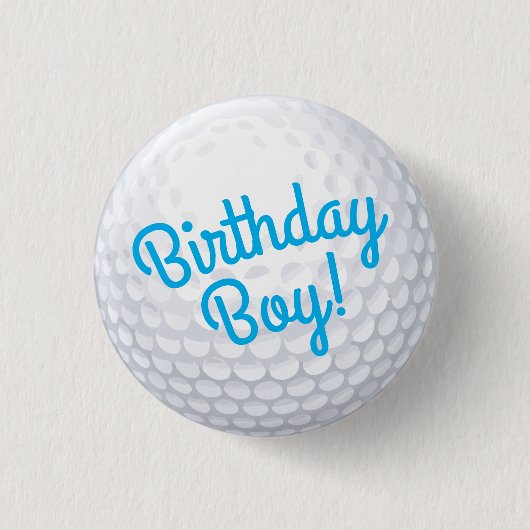Mini Golf Balls Birthday Boy Party Kids Blue Button (Vorderseite)
