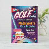Mini Golf Birthday Einladung | Golf Party Card (Stehend Vorderseite)