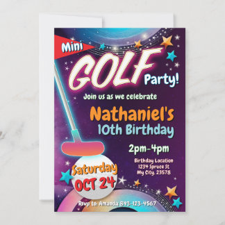 Mini Golf Birthday Einladung | Golf Party Card