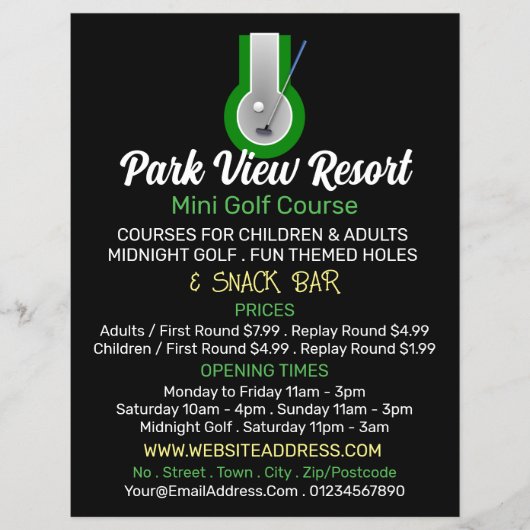 Mini-Golf-Logo, Mini-Golf-Werbung Flyer (Vorne)