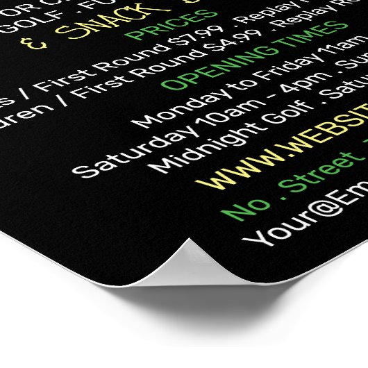 Mini-Golf-Logo, Mini-Golf-Werbung Poster (Ecke)