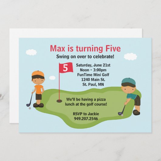Mini-Golf-Party Einladung (Vorne/Hinten)