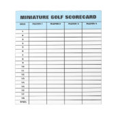 Mini-Golf-Scorecard-Vorlage angepasstes Notizblock (Vorderseite)
