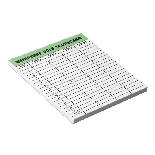 Mini-Golf-Scorecard-Vorlage angepasstes Notizblock (angewinkelt)