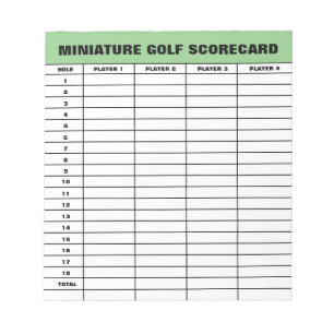 Mini-Golf-Scorecard-Vorlage angepasstes Notizblock