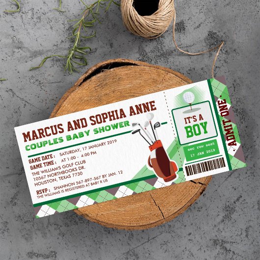 Mini Golf Ticket Pass Paare Kinderdusche Einladung