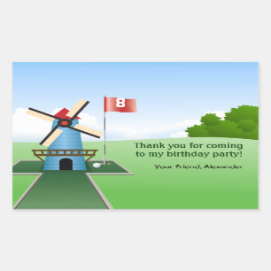 Mini Golf Windmill Party Sticker