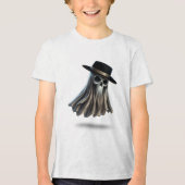 Mini Gothic Ghost - Kinder Fedora Schädelgeist Tri-Blend Shirt (Vorderseite)