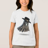 Mini Gothic Ghost - Kinder Fedora Schädelgeist Tri-Blend Shirt (Vorderseite)