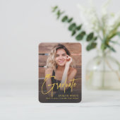 Mini Grad Cap Script Photo Graduation Invite Begleitkarte (Stehend Vorderseite)