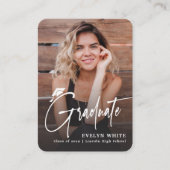 Mini Grad Cap Script Photo Graduation Invite Begleitkarte (Vorderseite)