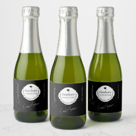 Mini Graduation Thank You Black & White Schaumweinetikett