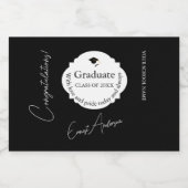 Mini Graduation Thank You Black & White Schaumweinetikett (Einzelnes Label)