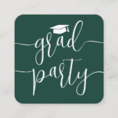 Mini Graduierungsparty Einladung Dunkelgrüne Karte (Vorderseite)