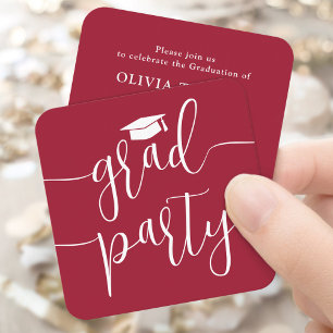 Mini-Graduierungsparty Einladung Rote und Weiße Ka