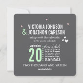 Mini Gray Trendy Geometric Typografy Wedding Einladung (Vorderseite)