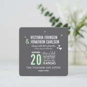 Mini Gray Trendy Geometric Typografy Wedding Einladung (Stehend Vorderseite)