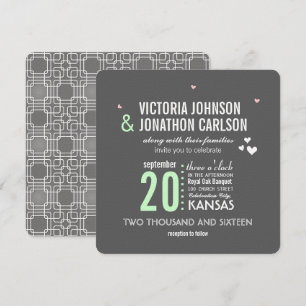 Mini Gray Trendy Geometric Typografy Wedding Einladung