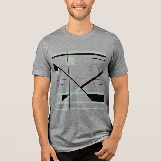 Mini Green Black Minimalistisch Shapes Lines Desig Tri-Blend Shirt (Vorderseite)