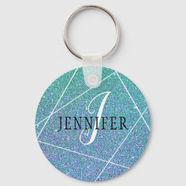 Mini Green Blue Imitats Glitzer Glitzern Monogram Schlüsselanhänger