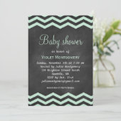 Mini Green Chalkboard Baby Dusche laden ein Einladung (Stehend Vorderseite)