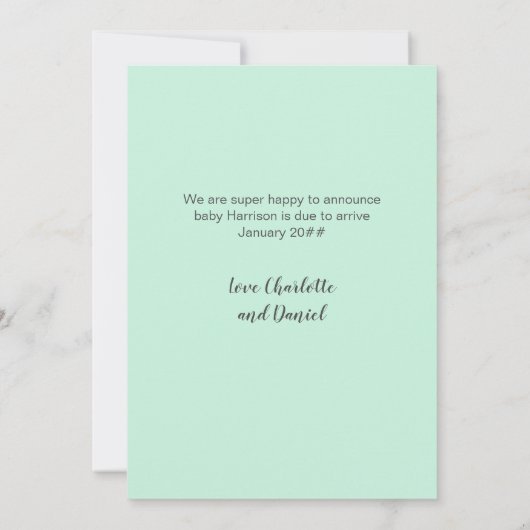 Mini Green Custom Sonogram Foto Schwangerschaft Ankündigung (Rückseite)