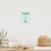 Mini Green Eiffel Tower Wall Art Poster Print (Küche)