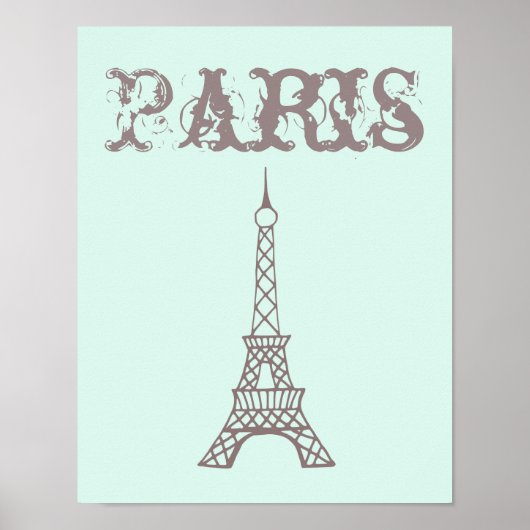 Mini Green Eiffel Tower Wall Art Poster Print (Vorne)
