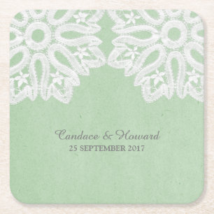 Mini Green Elegant Lace Paper Untersetzer