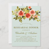 Mini Green Floral Probe Abendessen Einladung (Vorderseite)