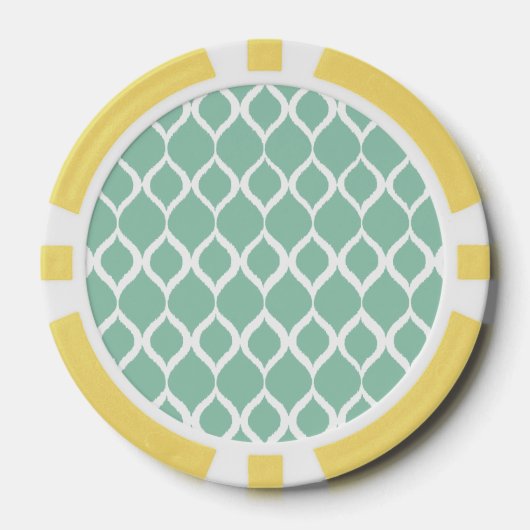 Mini Green Geometric Ikat Tribal Print Pattern Pokerchips (Vorderseite)