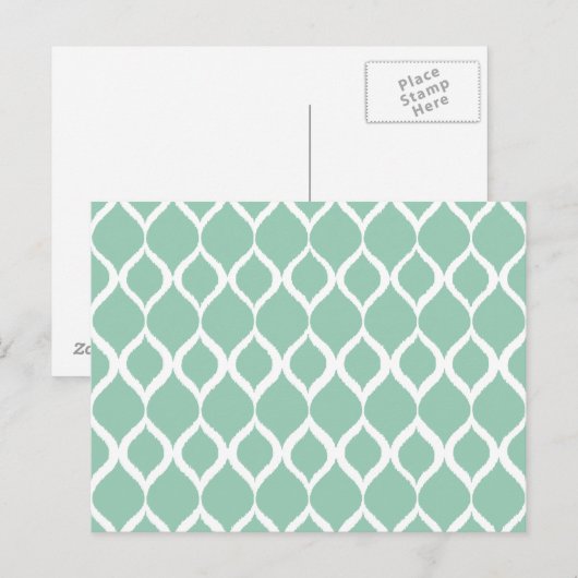 Mini Green Geometric Ikat Tribal Print Pattern Postkarte (Vorne/Hinten)