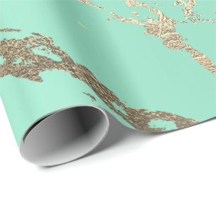 Mini Green Gold Marmor Shiny Glam Abstrakt VIP Geschenkpapier