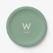 Mini Green Monogram Personal Party Pappteller (Vorderseite)