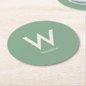 Mini Green Monogram Personal Party Runder Pappuntersetzer (Angewinkelt)