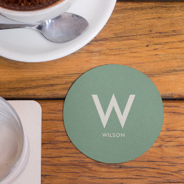 Mini Green Monogram Personal Party Runder Pappuntersetzer