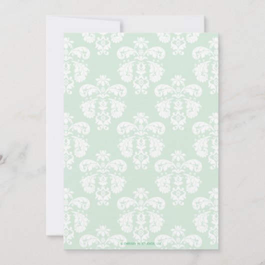 Mini Green Parisian Eiffel Tower City Table Cards Einladung (Rückseite)