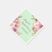 Mini Green Pink Floral Brautparty Napkins Serviette (Ecke)