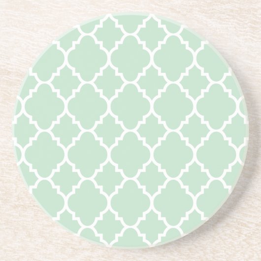 Mini Green Quatrefoil marokkanisches Muster Sandstein Untersetzer (Vorne)