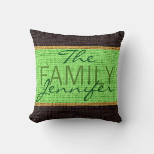 Mini Green Rustic Burlap Monogram Kissen