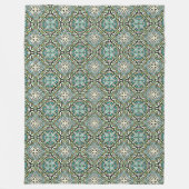 Mini Green Türkise Angesagt Bohemisch Bali Art Mot Fleecedecke (Vorderseite)
